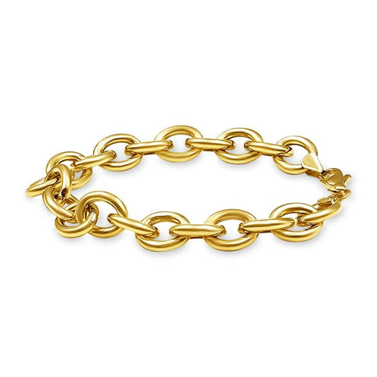 Image of Bracelets. Productname: 9kt Yellow Gold Silver Infused Large Open Link Bracelet in Gold colour by brand - Bevilles