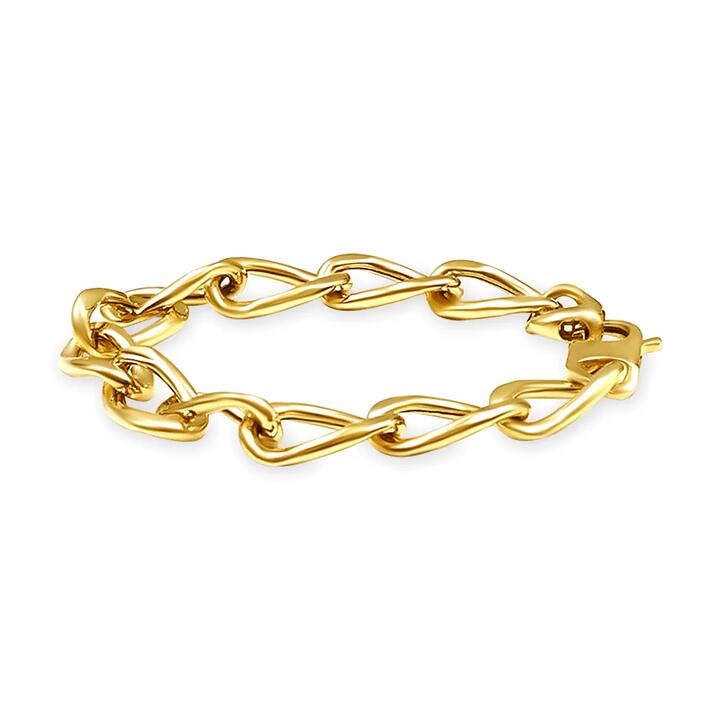 Image of Bracelets. Productname: 9kt Yellow Gold Silver Infused Open Twist Curb Chain Bracelet in Gold colour by brand - Bevilles