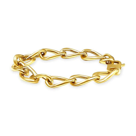 Image of Bracelets. Productname: 9kt Yellow Gold Silver Infused Open Twist Curb Chain Bracelet in Gold colour by brand - Bevilles