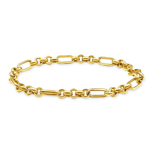Image of Bracelets. Product name - 19cm Figaro Belcher Bracelet in 9kt Yellow Bonded Gold in colour by brand - Bevilles