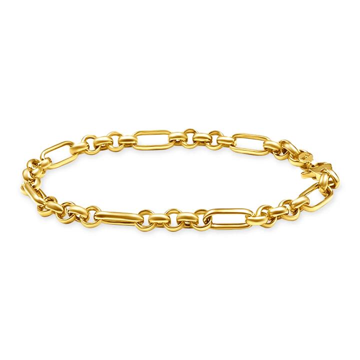 Image of Bracelets. Product name - 19cm Figaro Belcher Bracelet in 9kt Yellow Bonded Gold in colour by brand - Bevilles