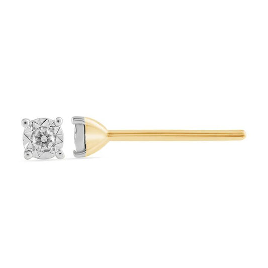 Image of Jewelry. Productname: Diamond Set Miracle Claw Nose Pin in 9kt Yellow Gold in Diamond colour by brand - Bevilles