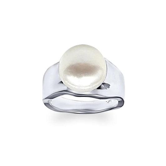 Image of Rings. Product name - Freshwater Pearl centre Ring in Sterling Silver in colour by brand - Bevilles