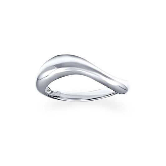 Image of Jewelry. Productname: Plain Wave Ring in Sterling Silver in Silver colour by brand - Bevilles