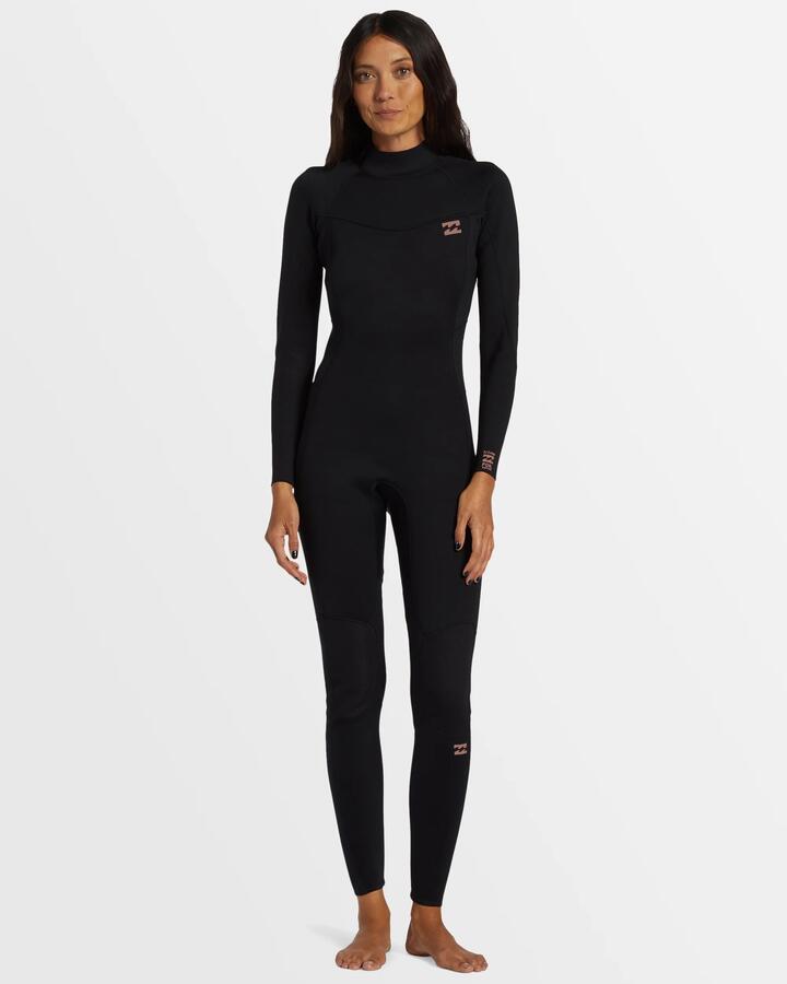 Image of Wetsuits. Product name - Billabong Womens 3/2Mm Foil Back Zip Steamer Wetsuit Black in Black colour by brand - Billabong