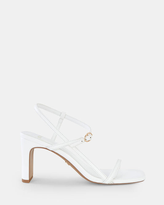 Image of Sandals. Product name - Ujala Women's Strappy Low Heel WHITE Novo Sandals in White colour by brand - NOVO