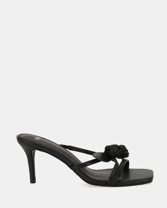 Image of Sandals. Product name - Umii Women's Strappy Low Heel BLACK Novo Sandals in Black colour by brand - NOVO