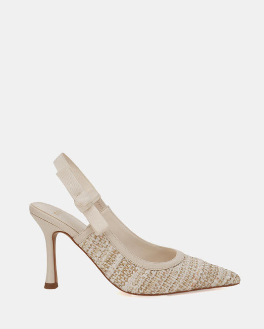 Image of Shoes. Product name - Ibbie Women's Court High Heel NATURAL TWEED Novo Court in Natural Tweed colour by brand - NOVO