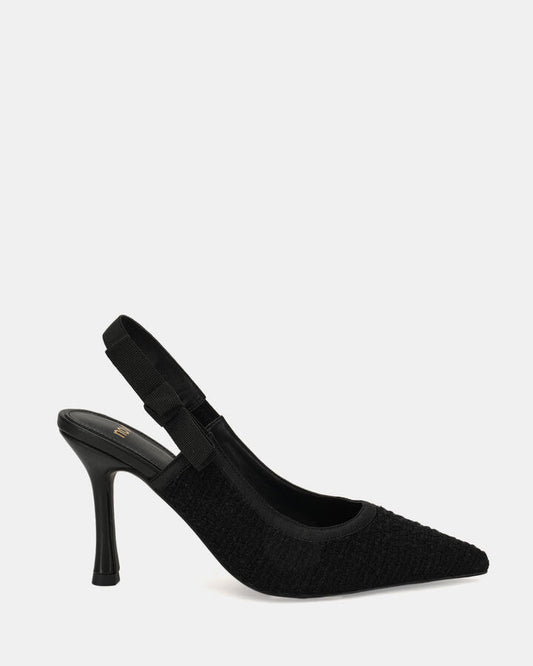Image of Shoes. Product name - Ibbie Women's Court High Heel BLACK TWEED Novo Court in Black Tweed colour by brand - NOVO