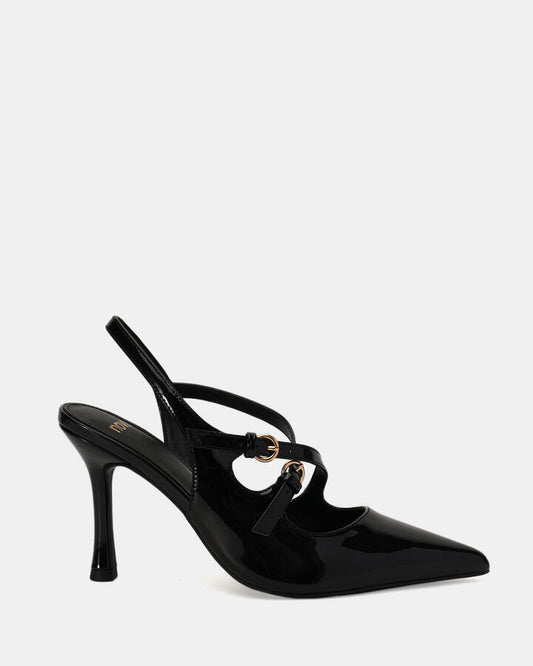 Image of Shoes. Product name - Ilium Women's Court High Heel Black Patent Novo Court in Black Patent colour by brand - NOVO