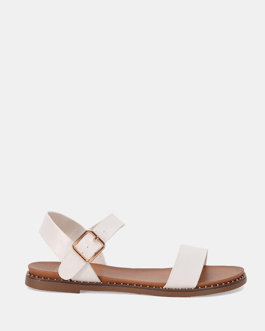 Image of Sandals. Product name - Trainor Women's Strappy Flat WHITE Novo Sandals in White colour by brand - NOVO