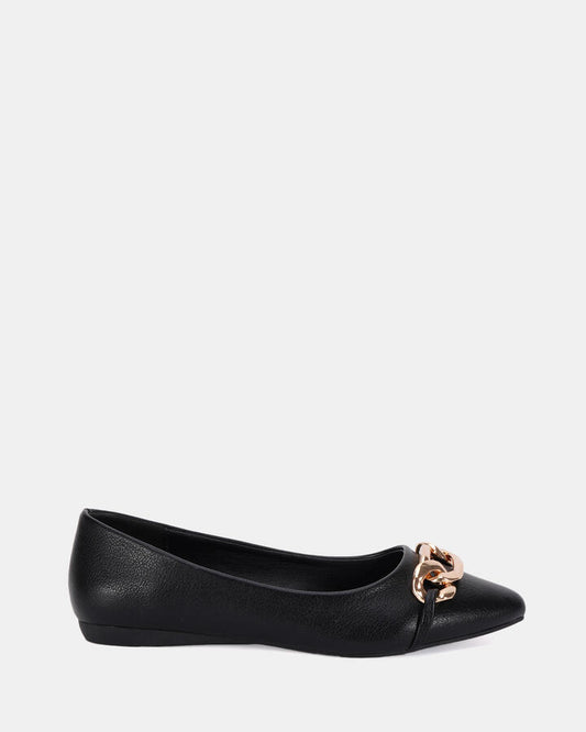 Image of Flats. Product name - Clova Women's Casual Flat Closed BLACK Novo Casual in Black colour by brand - NOVO