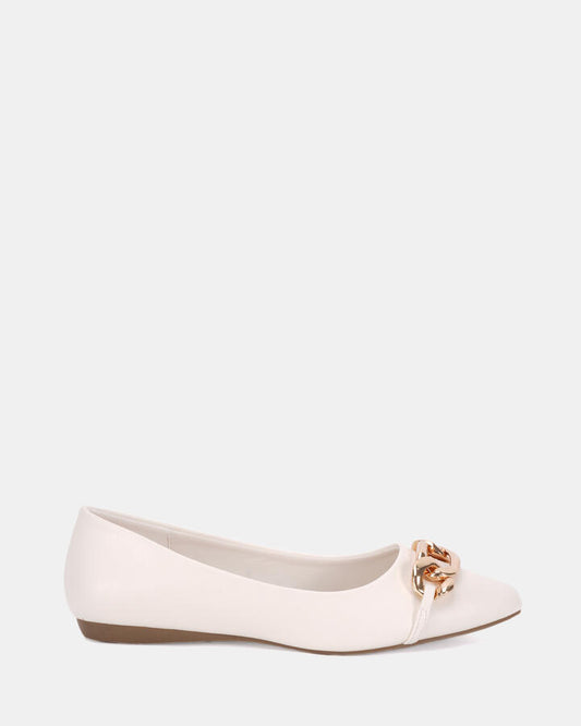 Image of Flats. Product name - Clova Women's Casual Flat Closed WHITE Novo Casual in White colour by brand - NOVO