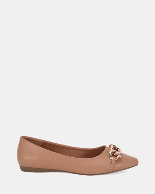 Image of Flats. Product name - Clova Women's Casual Flat Closed CAMEL Novo Casual in Camel colour by brand - NOVO