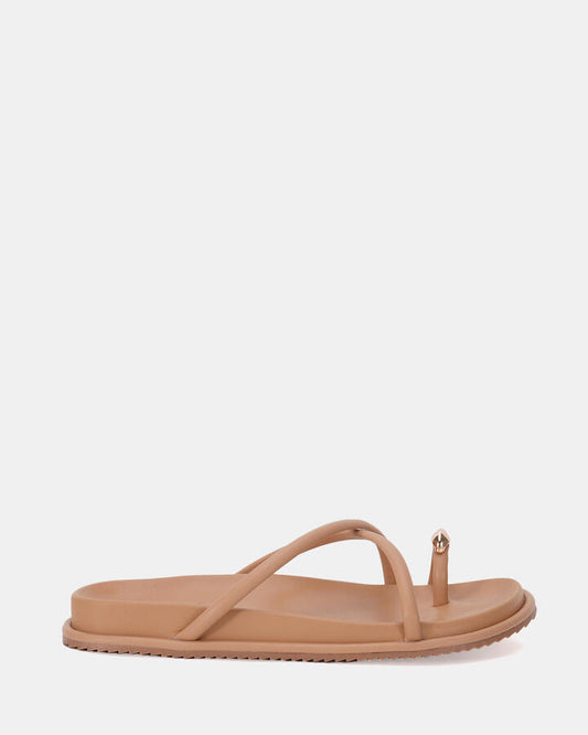 Image of Sandals. Product name - Raddix Women's Thongs CAMEL Novo Thongs in Camel colour by brand - NOVO