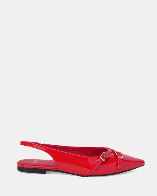 Image of Flats. Product name - Cordova Women's Casual Flat Closed Red Patent Novo Casual in Red Patent colour by brand - NOVO