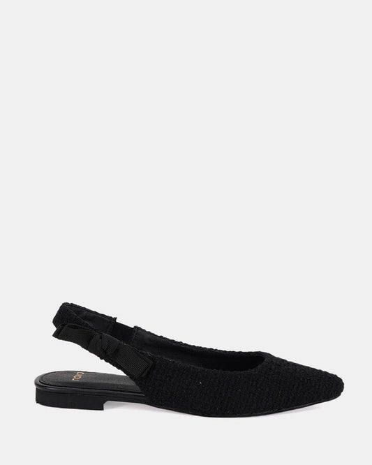 Image of Flats. Product name - Cadance Women's Casual Flat Closed BLACK TWEED Novo Casual in Black Tweed colour by brand - NOVO