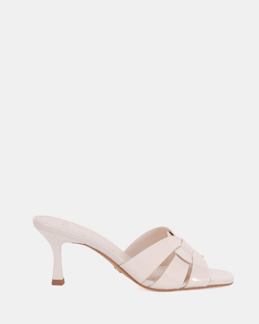 Image of Sandals. Product name - Vivianne Women's Strappy Low Heel CREAM PATENT Novo Sandals in Cream Patent colour by brand - NOVO