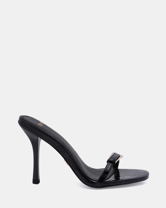 Image of Sandals. Product name - Zablaze Women's Fast Fashion Black Croc Novo Sandals in Black Croc colour by brand - NOVO