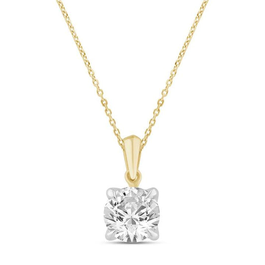 Image of Necklaces. Productname: 45cm 1.50ct Laboratory-Grown Diamond Solitaire Necklace in 9kt Yellow Gold in Diamond colour by brand - Bevilles