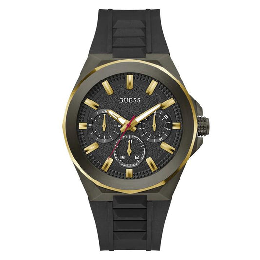 Image of Watches. Productname: Guess Sport Dashboard Sport Black with Gold-Tone Highlights Men's Watch GW0799G1 in Watch colour by brand - Guess