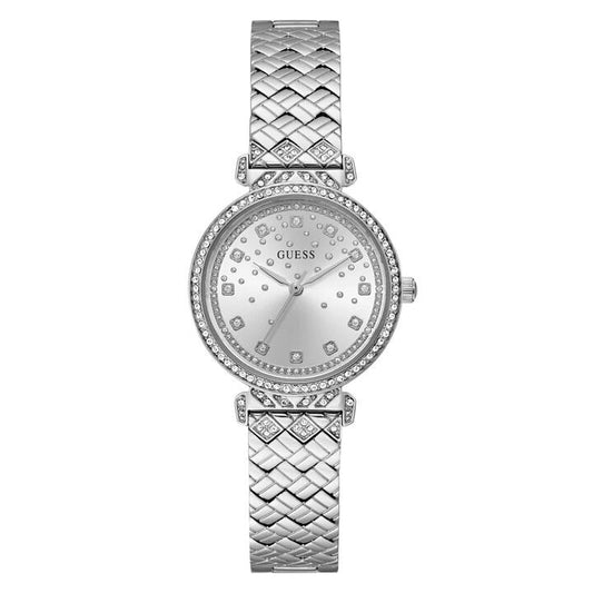 Image of Watches. Productname: Guess Bejewelled Enchantment Bejewelled Silver-Tone Analogue Women's Watch GW0763L1 in Watch colour by brand - Guess