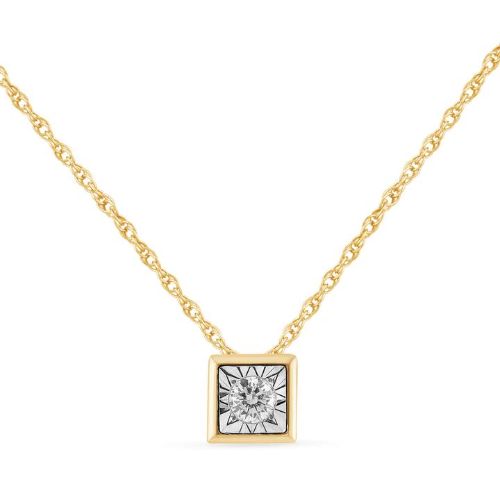 Image of Charms. Product name - 45cm Diamond Set Bezel Cushion Necklace in 9kt Yellow Gold in colour by brand - Bevilles