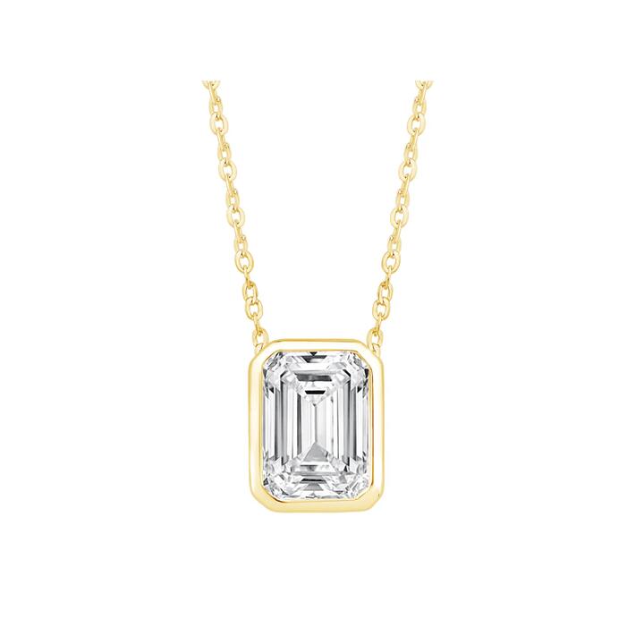 Image of Charms. Product name - 45cm Emerald Cut Solitaire Necklace with 0.50ct of Laboratory-Grown Diamonds in 9kt Yellow Gold in colour by brand - Bevilles