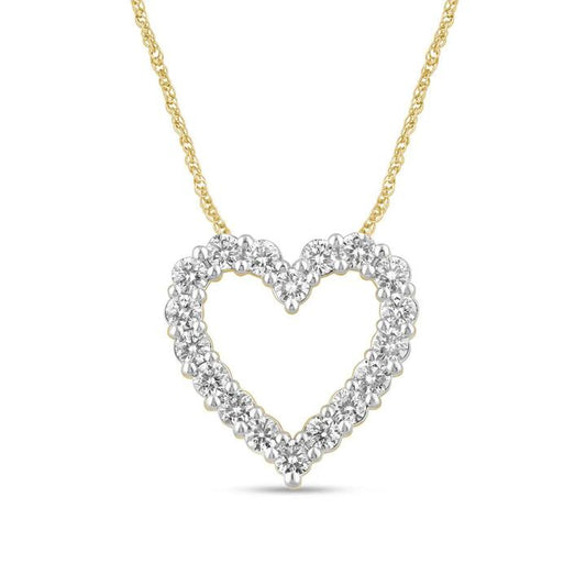 Image of Necklaces. Productname: Heart Slider Necklace with 1.00ct of Laboratory Grown Diamonds in 9kt Yellow Gold in Diamond colour by brand - Bevilles
