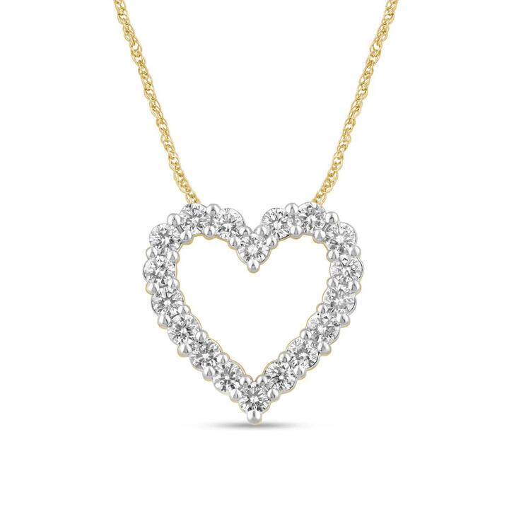 Image of Charms. Product name - 45cm Heart Slider Necklace with 1.00tw of Laboratory-Grown Diamonds in 9kt Yellow Gold in colour by brand - Bevilles