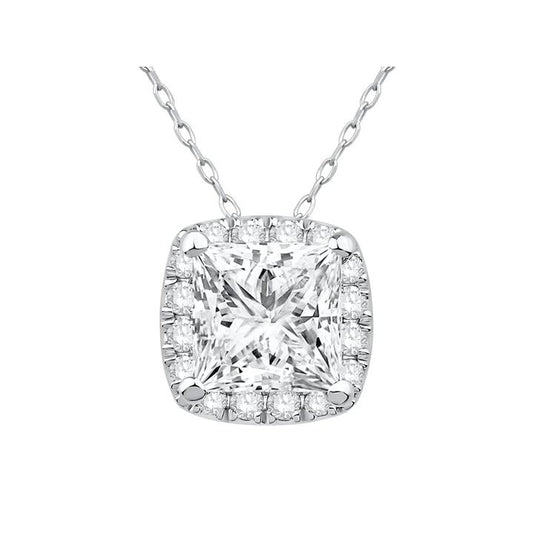 Image of Necklaces. Productname: Hidden Halo Necklace with 1.10kt of Laboratory Grown Diamonds in 9kt White Gold in Diamond colour by brand - Bevilles