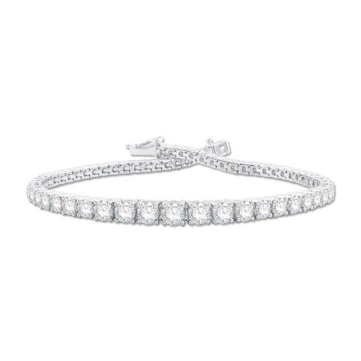 Image of Bracelets. Product name - 18cm Graduated Tennis Bracelet with 5.00tw of Laboratory-Grown Diamonds in 9kt White Gold in colour by brand - Bevilles