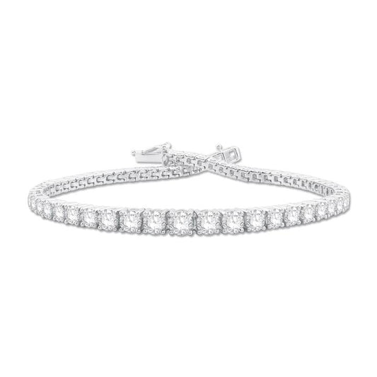 Image of Bracelets. Product name - 18cm Graduated Tennis Bracelet with 5.00tw of Laboratory-Grown Diamonds in 9kt White Gold in colour by brand - Bevilles