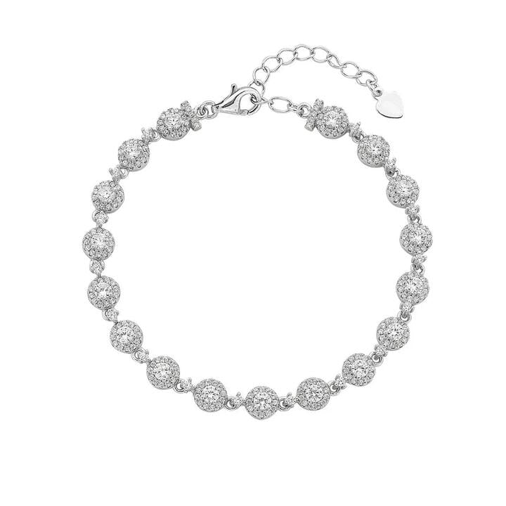 Image of Bracelets. Productname: 20cm Cubic Zirconia Halo Bracelet in Sterling Silver in Silver colour by brand - Bevilles