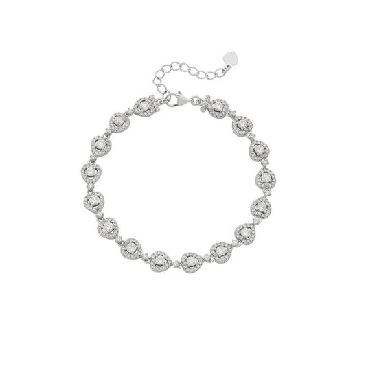 Image of Bracelets. Productname: Sterling Silver Cubic Zirconia Heart Bracelet in Silver colour by brand - Bevilles