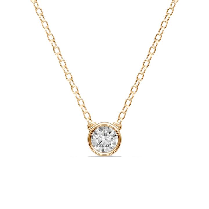 Image of Charms. Productname: 45cm Bezel Necklace with 0.20ct of Laboratory-Grown Diamonds in 9kt Yellow Gold in colour by brand - Bevilles