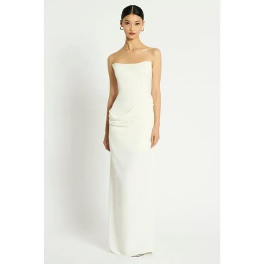 Image of a model wearing Dress. Productname: Kahlo Dress in White colour by brand - sass and bide