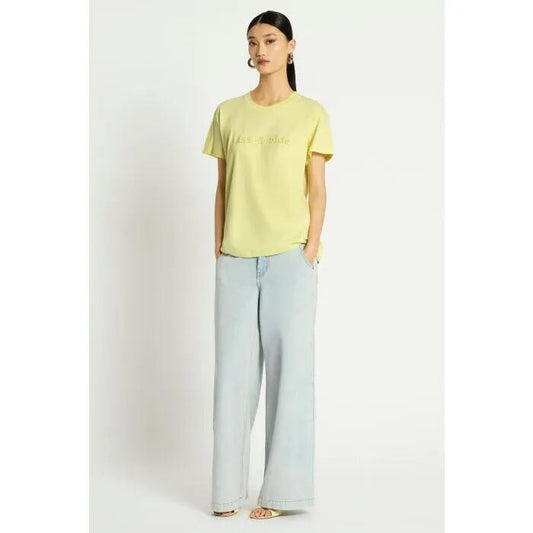 Image of a model wearing Tops. Productname: The Classics Tee in PEAR GREEN colour by brand - sass and bide