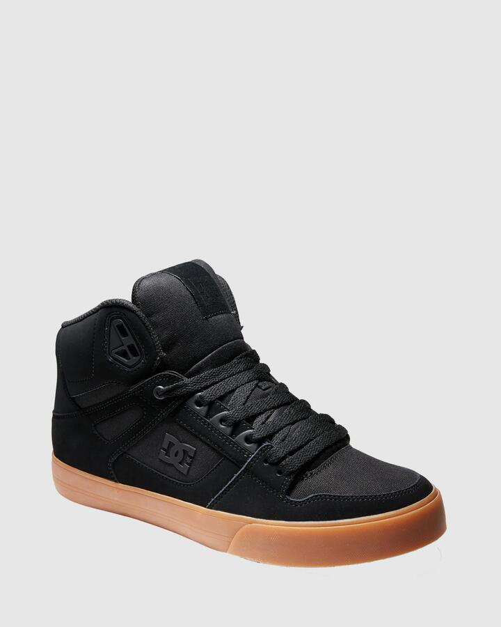 Image of Shoes. Product name - DC Shoes Mens Pure High-Top Skate Shoes Black/Gum in Black/Gum colour by brand - DC Shoes