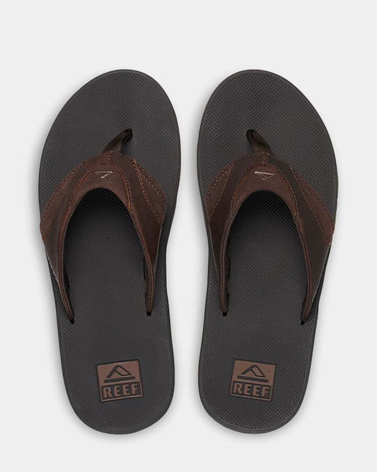 Image of Sandals. Productname: Reef - Mens Leather Fanning Thongs - Dark Brown - in Dark Brown colour by brand - Reef