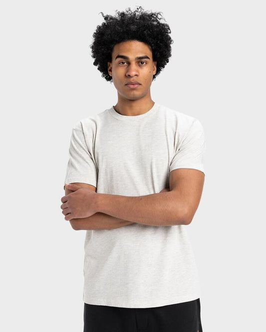 Image of T-Shirts. Product name - Quiksilver Mens Salt Water Crew T-Shirt Snow Heather in Snow Heather colour by brand - Quiksilver