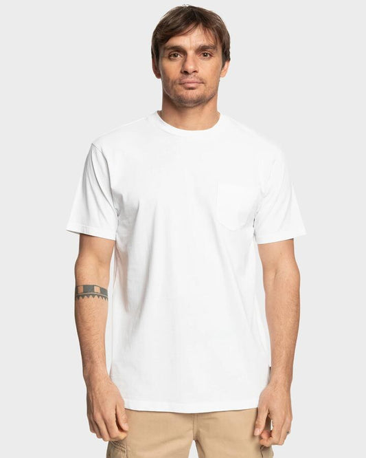 Image of T-Shirts. Product name - Quiksilver Mens Salt Water Pocket T-Shirt White in White colour by brand - Quiksilver