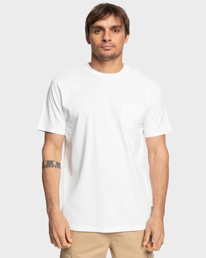 Image of T-Shirts. Product name - Quiksilver Mens Salt Water Pocket T-Shirt White in White colour by brand - Quiksilver