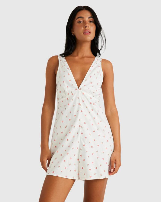 Image of Bodysuits. Product name - RVCA Womens Bud Romper Cloud in Cloud colour by brand - RVCA