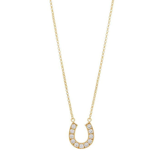 Image of Necklaces. Productname: 9kt Yellow Gold Silver Infused Horseshoe Necklace in Gold colour by brand - Bevilles