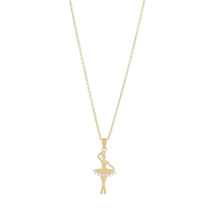 Image of Necklaces. Productname: 9kt Yellow Gold Silver Infused Ballerina Necklace in Gold colour by brand - Bevilles