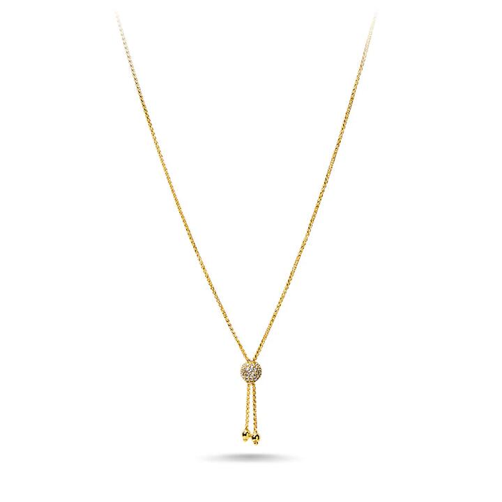 Image of Necklaces. Productname: 9kt Bonded Gold Tassle Necklace with Cubic Zirconia 50cm in Gold colour by brand - Bevilles
