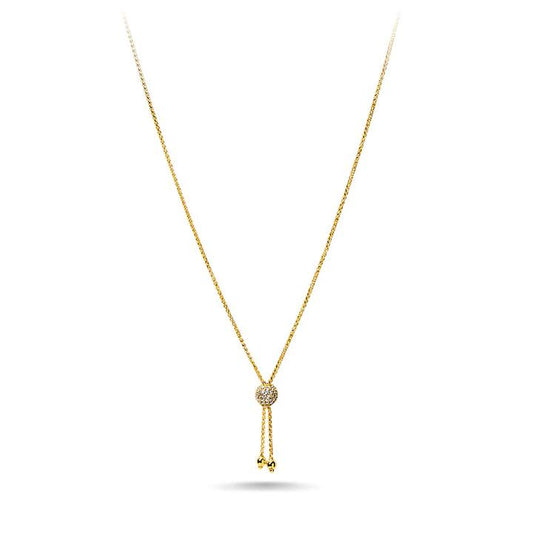 Image of Necklaces. Productname: 9kt Bonded Gold Tassle Necklace with Cubic Zirconia 50cm in Gold colour by brand - Bevilles