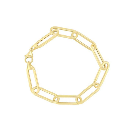 Image of Bracelets. Productname: 9kt Yellow Gold Silver Infused Oval Link Bracelet in Gold colour by brand - Bevilles