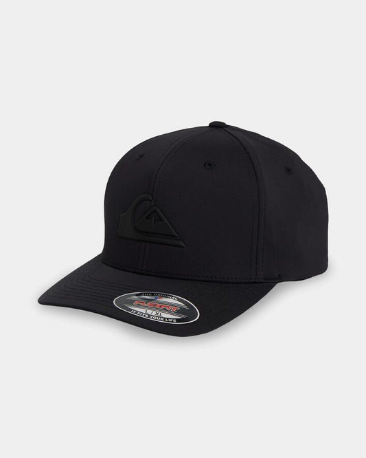 Image of Hats. Product name - Quiksilver Mens Amped Up Flexifit Hat Black in Black colour by brand - Quiksilver
